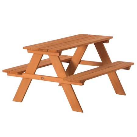 Gardenised Wooden Kids Outdoor Picnic Table for Garden and Backyard, Stained QI004477